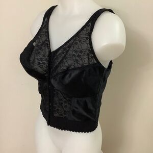 Exquisite long-line black lace bra 40DD
